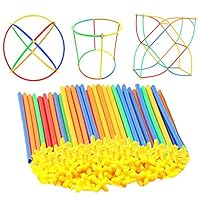 MUMAX Building Construction Toys, 100 pcs Safe Straws and Connectors Set Fun Educational Construction Blocks Best Gift for Kids Boys and Girls