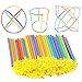 MUMAX Building Construction Toys, 100 pcs Safe Straws and Connectors Set Fun Educational Construction Blocks Best Gift for Kids Boys and Girls