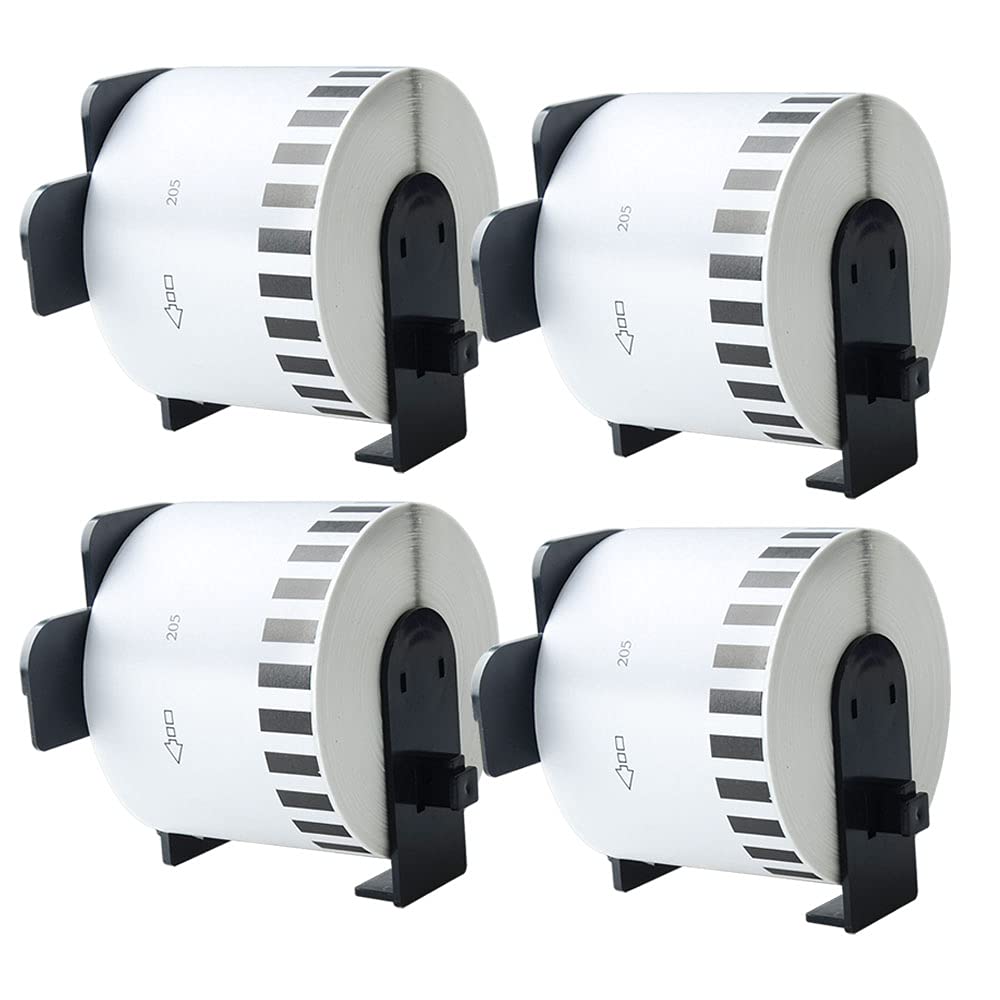 Aomya 4 Rolls Labels Rolls Address Labels Replacement for Brother DK-2205,Continuous White Labels,Black on White,62mm x 30.48m,Compatible with Brother,4 Rolls with 4 Reusable Label Holders
