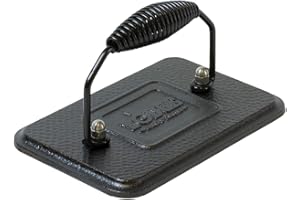 Lodge Pre-Seasoned Cast Iron Grill Press with Cool-Grip Spiral Handle, 4.5 inch X 6.75 inch, Black