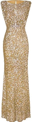PROMNOVAS Women's Sequines Sparkling Long Evening Dresses Mermaid Party Dresses