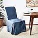 SureFit Home Décor Cotton Duck Solid Long Full Length Dining Room Chair One Piece Slipcover, Relaxed Fit, 100% Cotton, Machine Washable, Bluestone Color