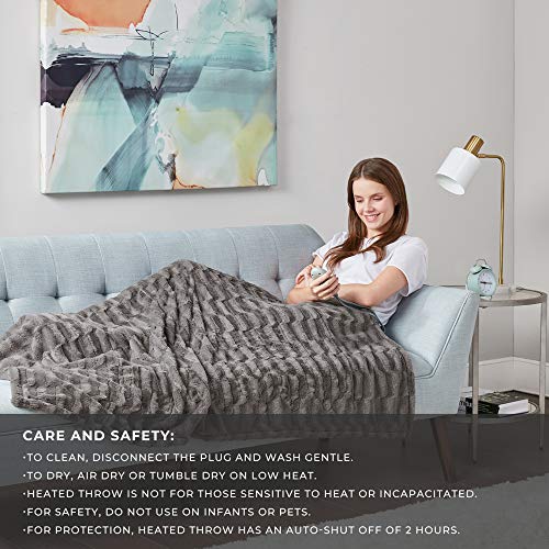 MP2 Plush Sherpa Throw Electric Blanket for Lap w/ 3 Heating Levels & 2
