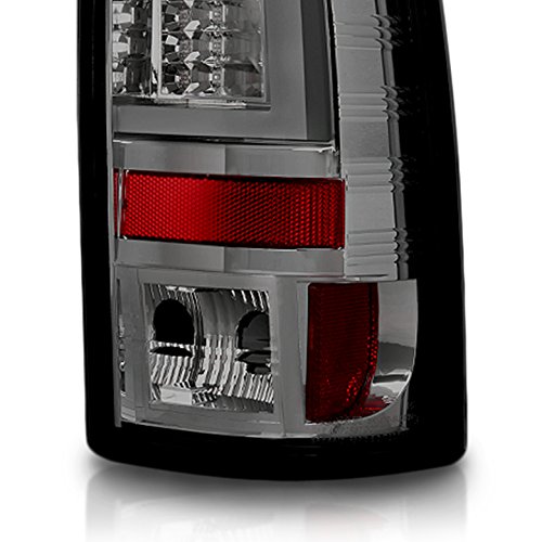 For 2003-2006 Chevy Silverado/GMC Sierra Smoked Fiber-Optic-Tube LED Tail Lights + LED 3rd Brake Lamp 2004 2005
