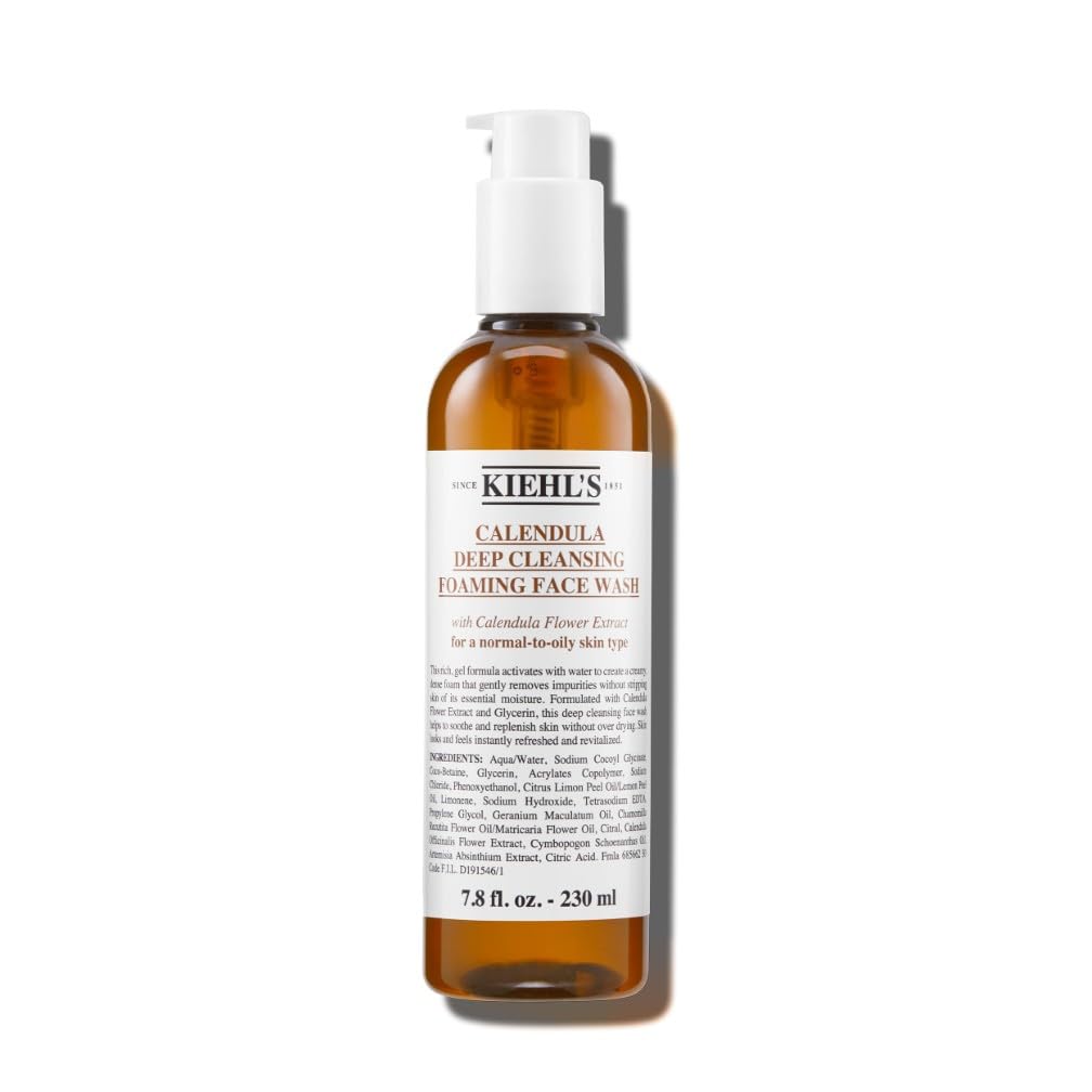 Kiehl's Calendula Deep Cleansing Foaming Face Wash, Sulfate-Free Gentle Gel Cleanser for Oily, Normal & Sensitive Skin, Deeply Cleanses, Soothes & Replenishes, 230Ml