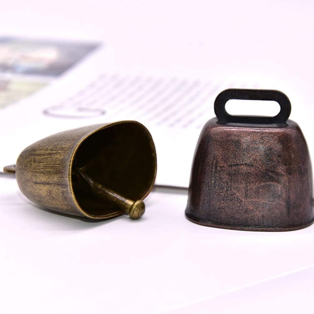 NUOBESTY Metal Cowbells Noisemaker Call Bells for Football Games Weddings Classroom Use 2pcs, Bronze, 3.5*3.5cm - Image 3