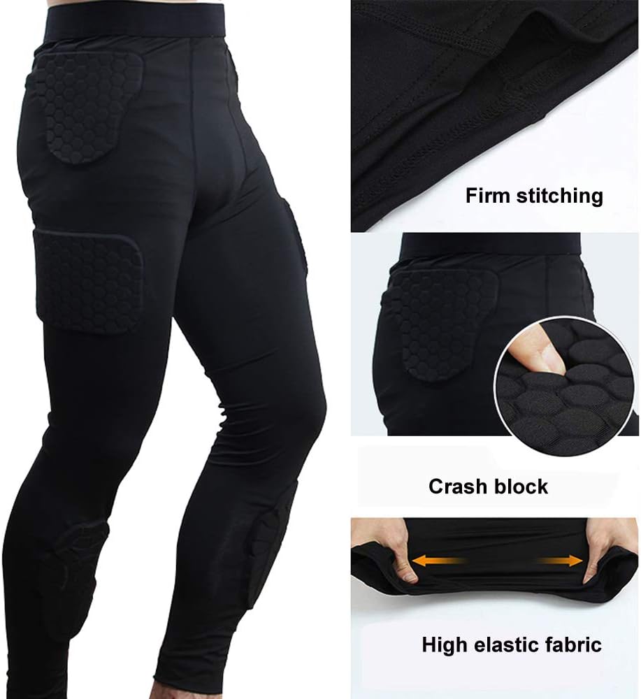 Men’s Padded Compression Pants Athletic Leggings Protective Tight with 7 Pad Football Grigle Hip Thigh Knee Protector : Sports & Outdoors