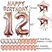 12th Birthday Decorations Party Supplies, Jumbo Rose Gold Foil Balloons for Birthday Party Supplies,Anniversary Events Decorations and Graduation Decorations Sweet 12 Party,12th Anniversary