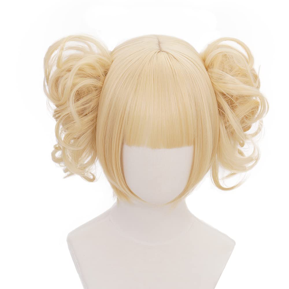 Light Blond Short Curly Heat Resitant Synthetic Hairs for Adult Women Halloween Cos Anime Role Play Praty Replacement Wigs