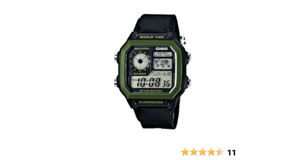 Amazon Com Casio Ae 10whb 1bvef Mens World Time Black Combi Watch Watches