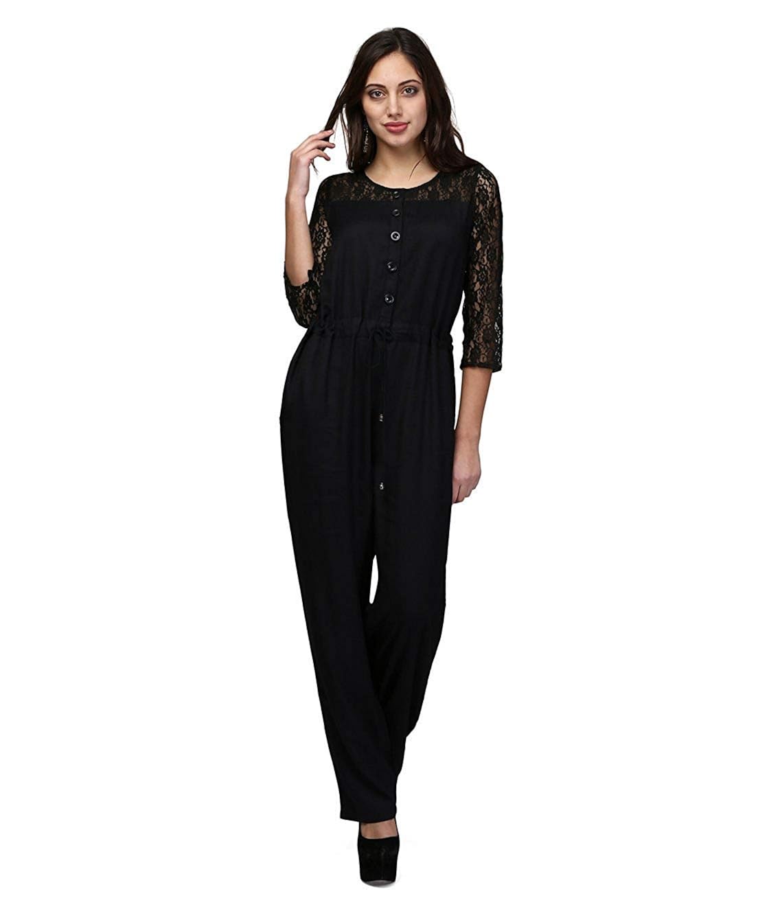 womens black jumpsuit with sleeves
