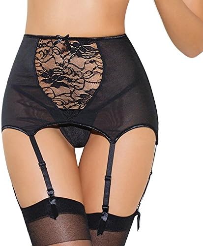 COCOPLAZA Women Sexy High-Waisted Lace Hollow Garter Belt For Stockings Plus Size