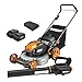 WORX WG960 20-inch 40V(5.0Ah) WG751 Cordless Lawn Mower and WG547.9 Power Share Cordless Turbine Blower