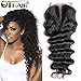 QTHAIR 14A 130% Density Peruvian Loose Deep Wave Swiss Lace Closure (18 Inch,Middle Part)100% Virgin Loose Deep Human Hair Closure