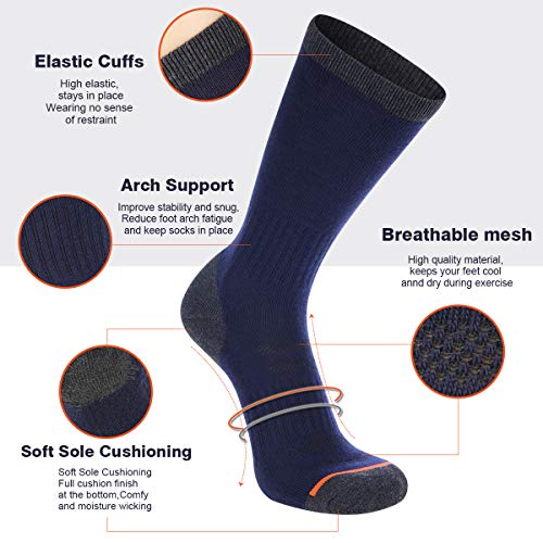 COOVAN Men's 6 Pack Performance Cushion Crew Socks Men Athletic Thick