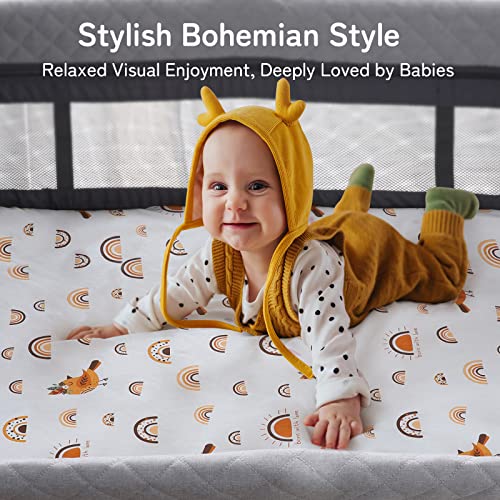 Besrey Pack N Play Sheets, Premium Stretch Fitted Portable Mini Cribs