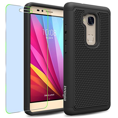 Huawei Honor 5X / X5 / Huawei GR5 Case, INNOVAA Smart Grid Defender Armor Case W/ Free Screen Protector & Touch Screen Stylus Pen - Black