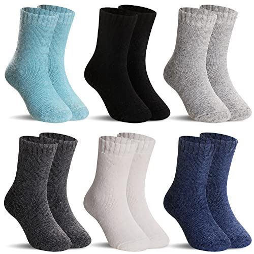 SeeyAN Kids Merino Wool Socks Boys Girls Hiking Boot Winter Thermal Warm Cozy Soft Toddler Thick Crew Socks 6 Pairs