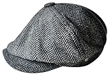 MINAKOLIFE Mens Vintage Style 'Shelby' Cloth Cap Hat Twill Cabbie Hat Gatsby IVY Cap Irish Hunting newsboy Stretch (56-58cm, Black)