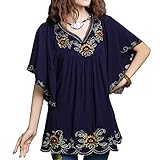 New 2015 Floral Embroidered Butterfly Sleeve Wrap Peasant Blouse