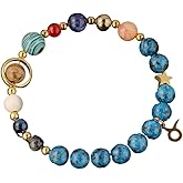 Unisex Solar System & Natural Stone, Healing Crystal Stone Beads Bracelet Birthday Zodiac Gifts, Aries Guardian Star, Horoscope Spiritual Jewelry, Birthday Gift for Women Men