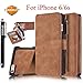 iPhone 6S Case, iPhone 6 Case, CaseUp 12 Card Slot Series - [Zipper Cash Storage] Premium Flip PU Leather Wallet Case Cover With Detachable Magnetic Hard Case For iPhone 6S/6 (4.7 Inch), Brown