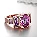 Swarovski Gemstone Emerald Cut Personalized Amethyst Fashion Rings for Women - Rose Gold