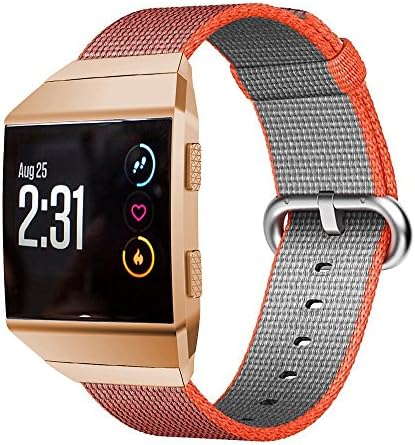 Agoigo Fitbit Ionic Bands Orange Soft Woven Nylon Smart Watch Replacement Wristband for Fitbit Ioinic Watch Women Men Universal Length