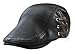 YOYEAH Individual Ivy Newsboy Cap Genuine Leather Bandage Perforation Flat Cap Men Black-1