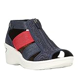 Bzees Womens Duet Peep Toe Shimmer Wedge Sandals
