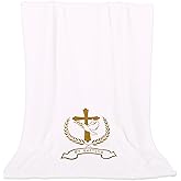 Ohmique My Baptism Blanket for Baby Boys & Girls - Christening Blanket, White, Cozy Flannel, Dedication Baptismal Gift
