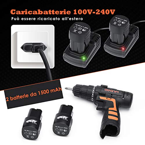 AWANFI Werkzeugkoffer mit Akkuschrauber 35PCs Handwerkzeuge Kit mit Bohrschrauber Werkzeugset 16.8 V 1500 mAh 2 Li-ion… – Bild 7