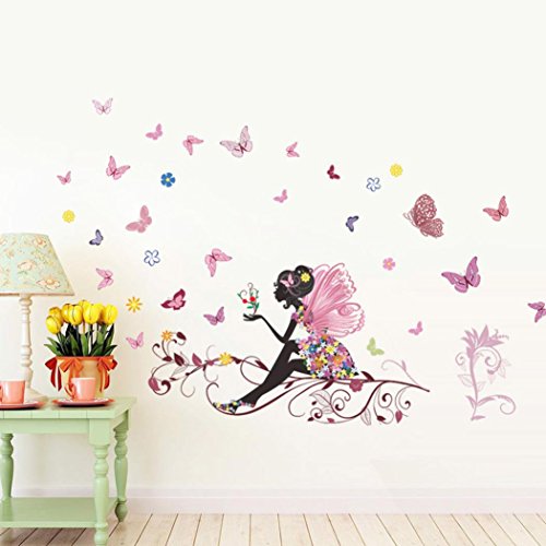 Lowprofile New Butterfly Flower Fairy Stickers Bedroom Living Room Walls - Thumbnail 2