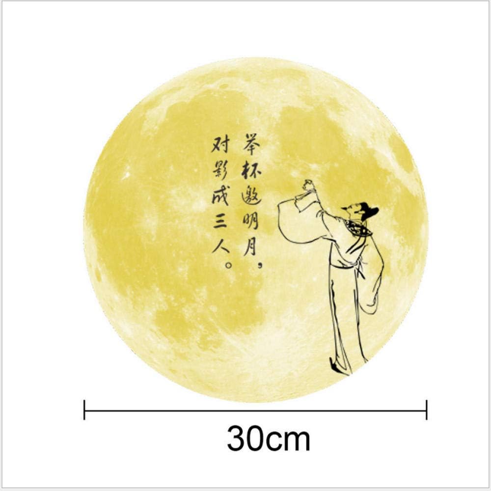 Pwmunf Wallpaper Mural Wall Sticker Vinyl 3d 30cm Mid Autumn Festival Luminous Moon Chang E Flying To The Moon Jade Rabbit Li Bai Miss Super Bright Luminous Round Wall Sticker Amazon Com