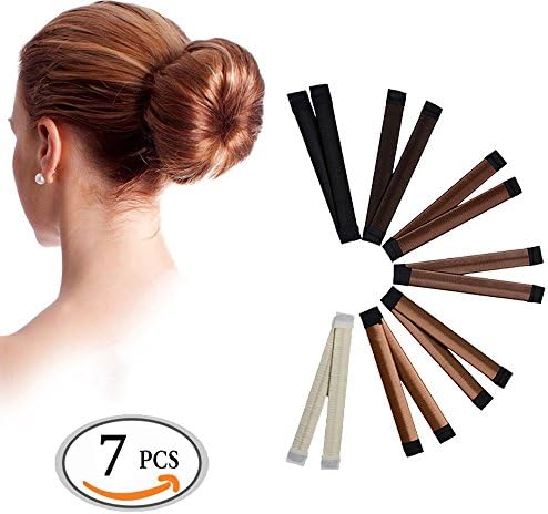 Fanme Hair Bun Maker and Shapers, French Twist Donut Curling Hairstyle Tools Hair Fold Wrap Snap for Women Girls, 7 Colors