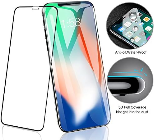 iPhone X Screen Protector Tempered Glass, MEIDU 5D Full Coverage Anti-Bubble Ultra HD DUST-FREE 9H Glass Screen Protector for iPhone X - Black