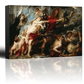 Oil Painting of The Consequences of War by Peter Paul Rubens - Baroque Style - Angels, Catholic, Christianity - Canvas Art Home Art - 12x18 inches