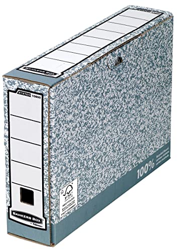Bankers Box System 80 mm A4 Size Transfer Files with Fastfold - Grey, Pack of 10