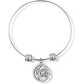 Dave The Bunny Thank You Text in a Circle Charm Fancy Charm Bangle