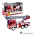 Fire City Truck Toy Rescue Truck Friction Powered 1:16 Simulation Vehicle with Light and Sound, 6 Wheels and a Extensible Ladder, Red and Gray