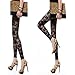 Voglee New Sexy Lady Rose Floral Lace Tights Leggings Slim Pants (one size, Black)