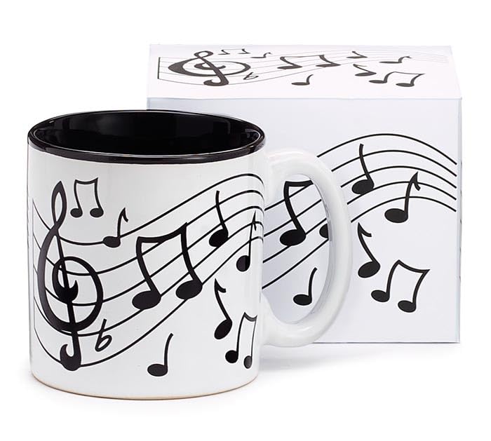 Photo 1 of burton+BURTON Mug White With Black Music Notes, 13-Ounce