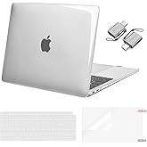 MOSISO Compatible with MacBook Air 13 inch Case M1 2022, 2021-2018 Release A2337 A2179 A1932 Retina Display Touch ID, Plastic Hard Shell&Keyboard Cover&Screen Protector&Type C Adapter, Crystal Clear