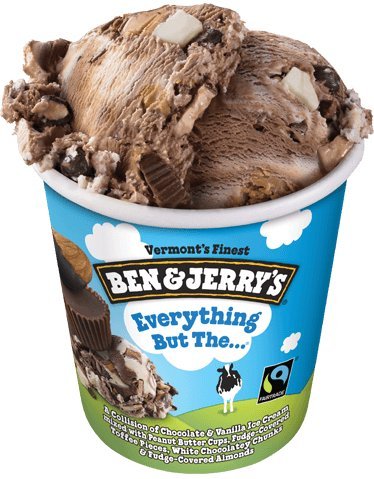 Ben & Jerry's - Vermont's Finest Ice Cream, Non-GMO - Fairtrade - Cage-Free Eggs - Caring Dairy - Responsibly Sourced Packaging, Everything But The, Pint (4 Count)