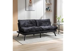 anwickjeff Futon Sofa Bed,Modern Convertible Couch Bed for Compact Small Spaces,Folding Loveseat Sofa,Sleeper Love Seat,Breathable Futon Couches, Adjustable Armrest&Backrest, Dorm,Office(Black)