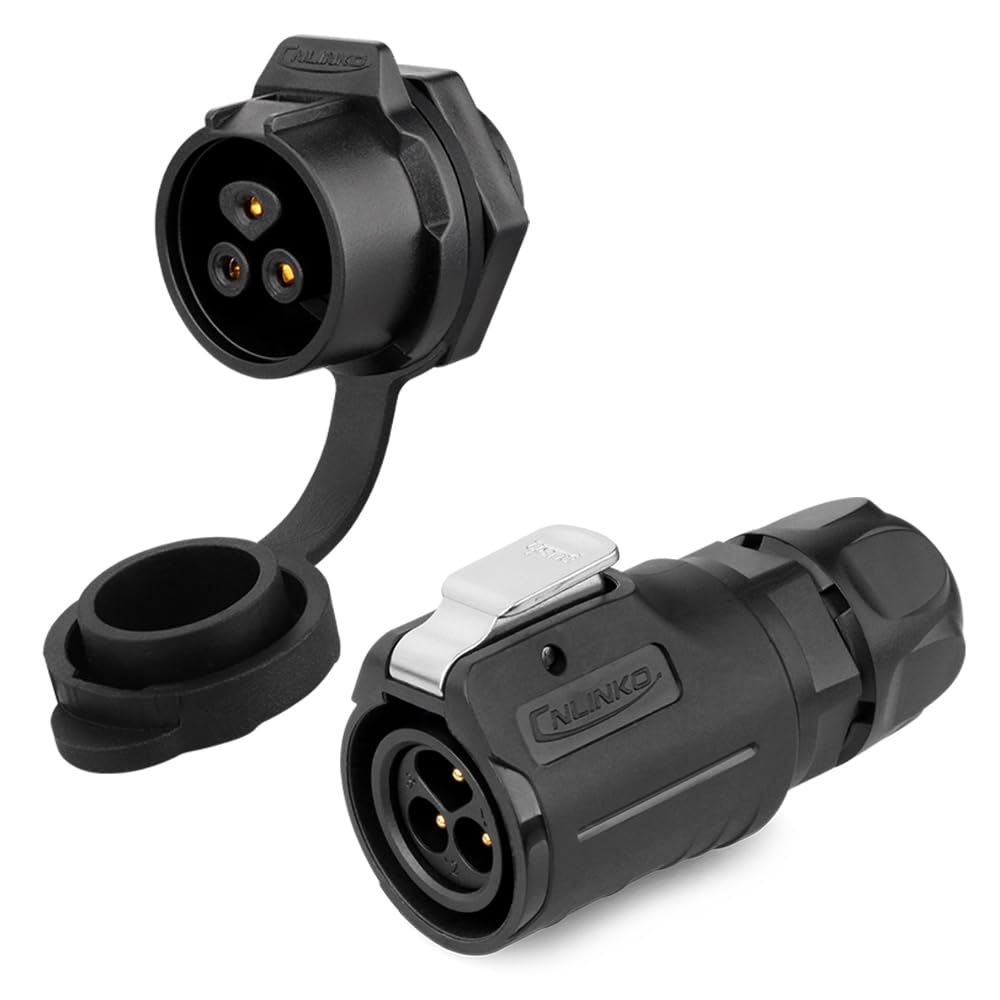 CNLINKO LP-16 Industrial Waterproof Connector IP68 Circular Connector Quick Plugging Aviation Connector PBT Plastic Shell Connector Fast Release Connector M16 2-9 Pin Threaded Socket (3 Pin)