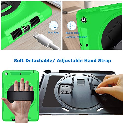 Weuiean Compatible with iPad 6th/5th Generation 2018 2017 Case, Full-Body Shock Drop Proof Case with 360 Rotating Hand Strap Screen Protector Stand for iPad 6th/5th 9.7 A1893 A1954 A1822 A1823 - Green