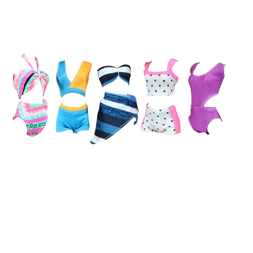 E-TING 5 Sets Handmade Swimwear Beach Bikini Bathing Swimsuits Outfits for Girl Dolls Gift