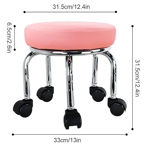 WKWKER Modern Roller Seat PU Leather Low Round Rolling Stool 360