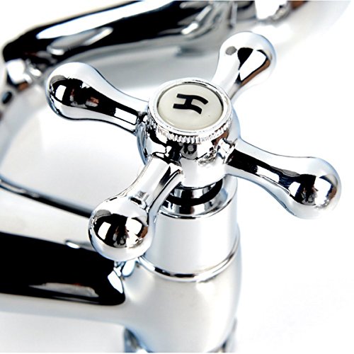 Mochiglory Vintage Brass Bathroom Handle Shower Combo 4.7"-6.12" Centers Clawfoot Bathtub Faucets Mixer Tap Polished Chrome